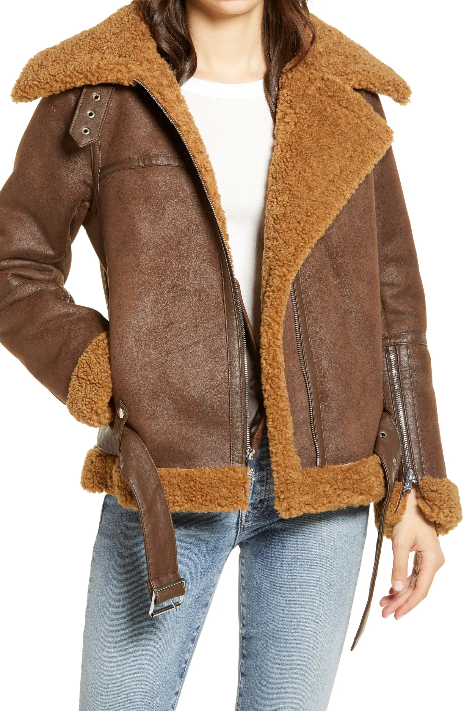 Faux Shearling Moto Jacket | Nordstrom