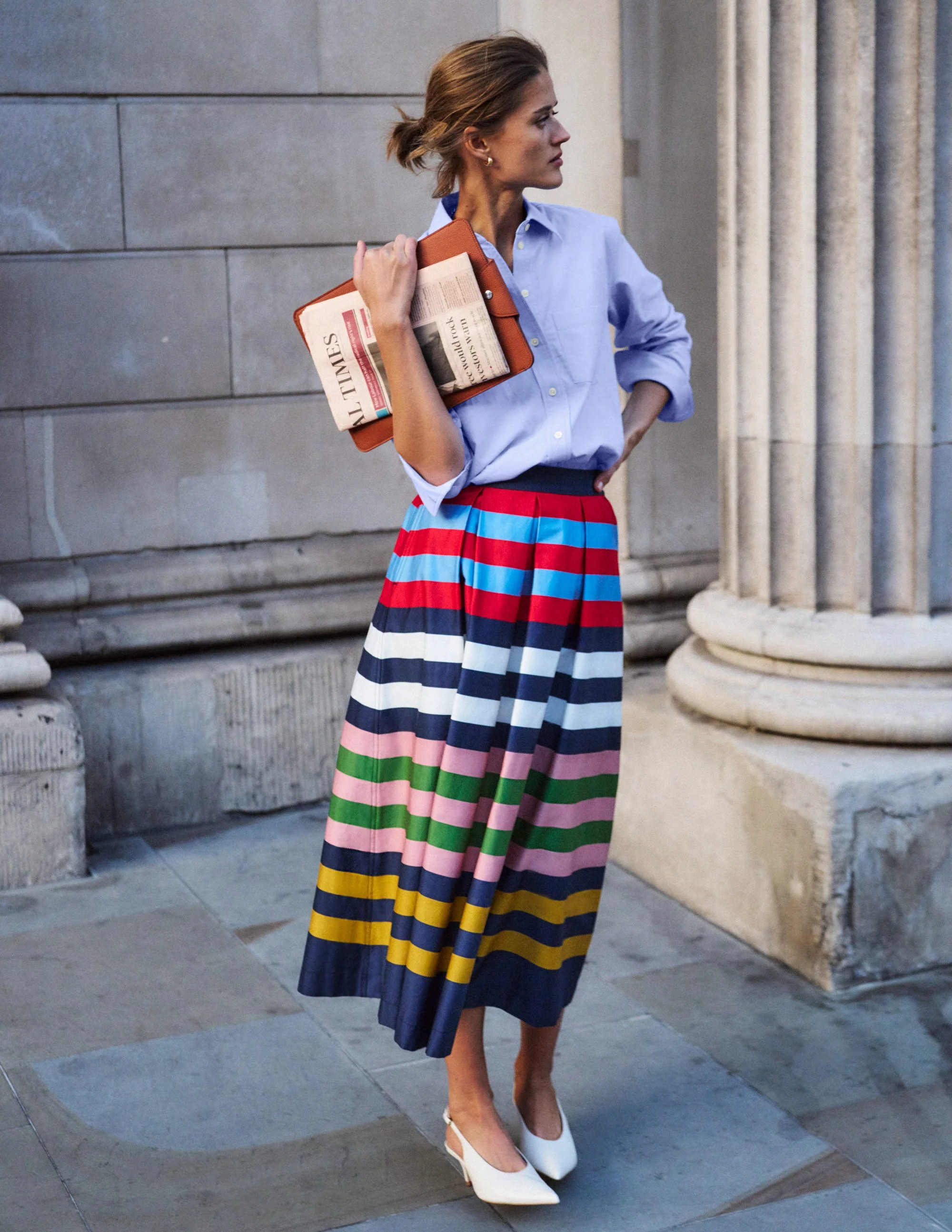 Verity Sateen Skirt-Multi Stripe | Boden (US)