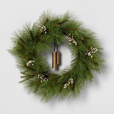 Wreath White Berry Pine Needle with Bell - Hearth & Hand™ with Magnolia | Target