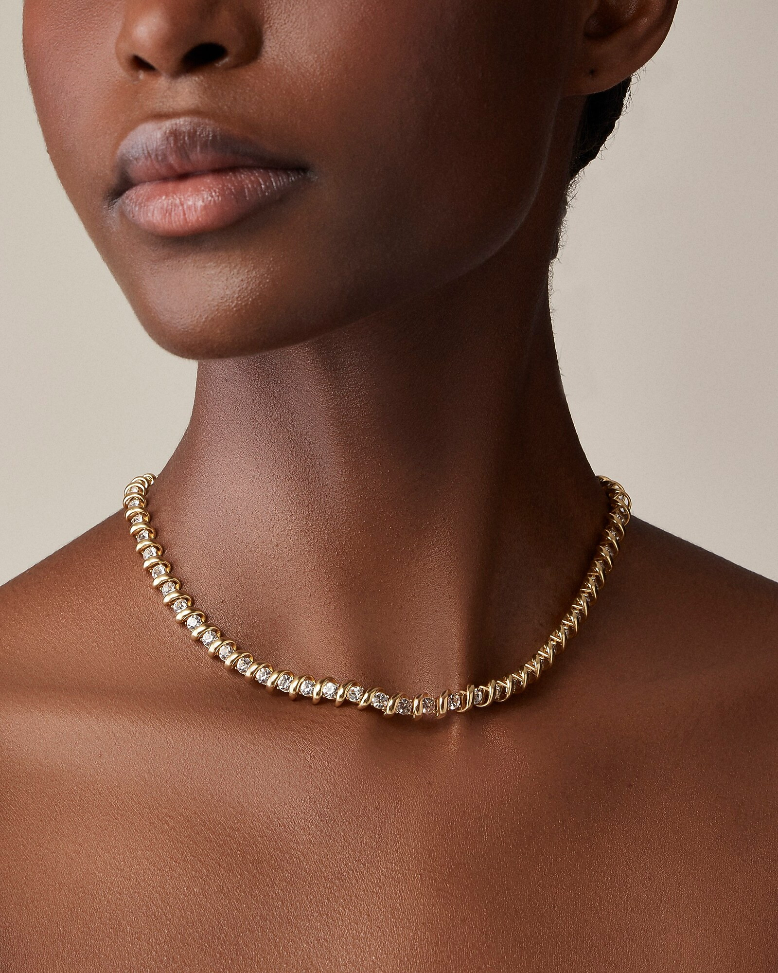 Crystal and gold-tone cubic zirconia necklace | J. Crew US