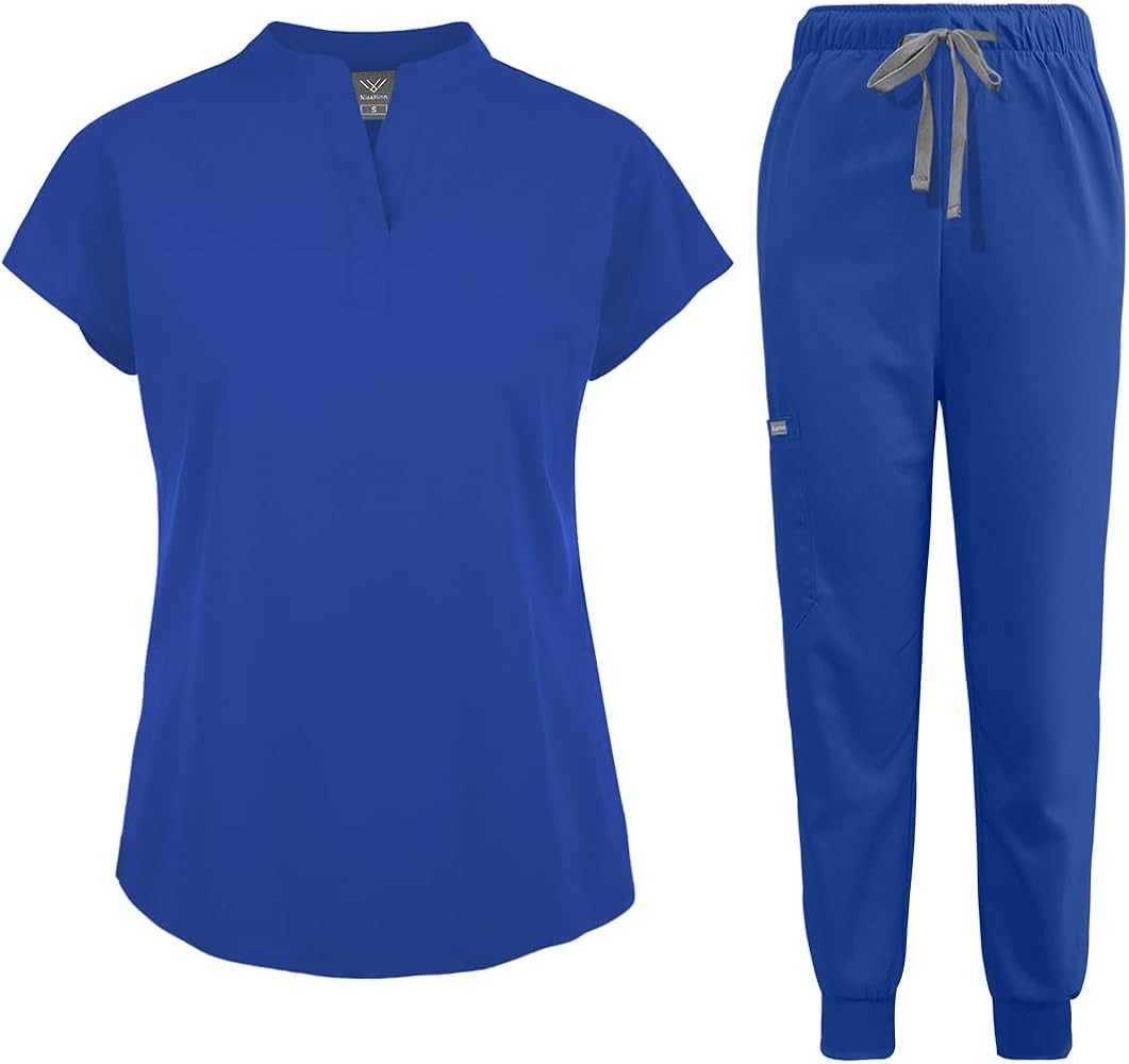 niaahinn Scrubs Set for Women Nurse Uniform Jogger Suit Stretch Top & Pants with Multi Pocket for... | Amazon (US)
