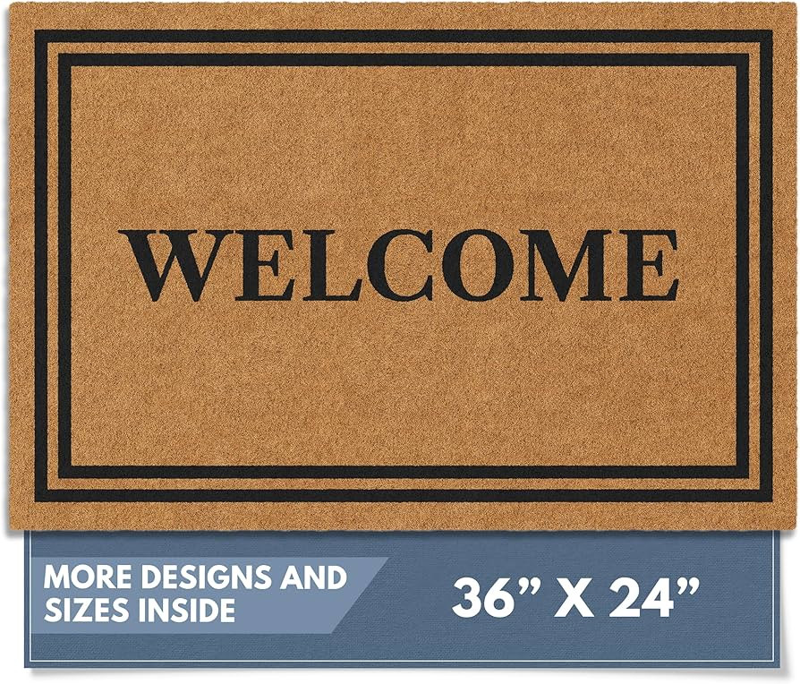 Barnyard Designs Natural Coco Coir Heavy Duty Backing Doormat - Large Cute Non-Slip Front Door We... | Amazon (US)