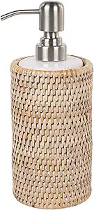 Kouboo La Jolla Rattan Liquid Soap Dispenser (12 fl.oz.), White-Wash | Amazon (US)