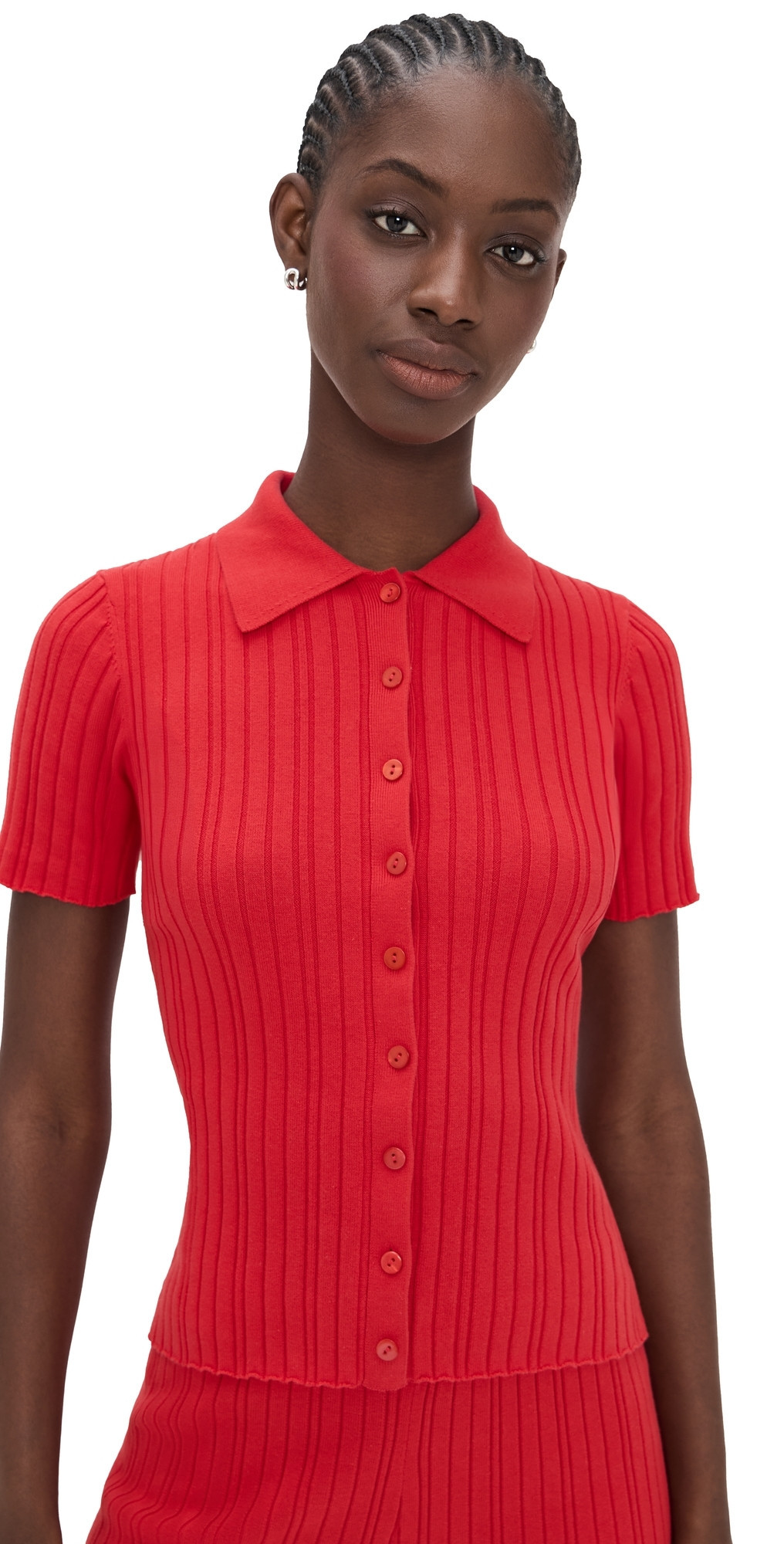 LE BOP Ribbed Button Up Poppy L | Shopbop