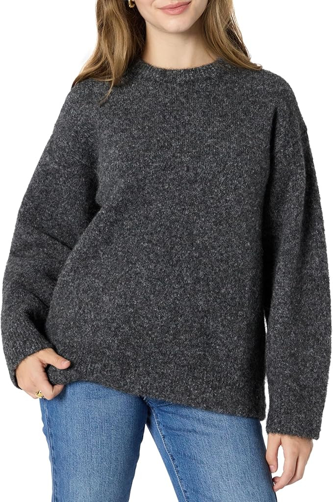 Amazon Essentials Womens Oversized-Fit Faux Mohair Crewneck Sweater | Amazon (US)