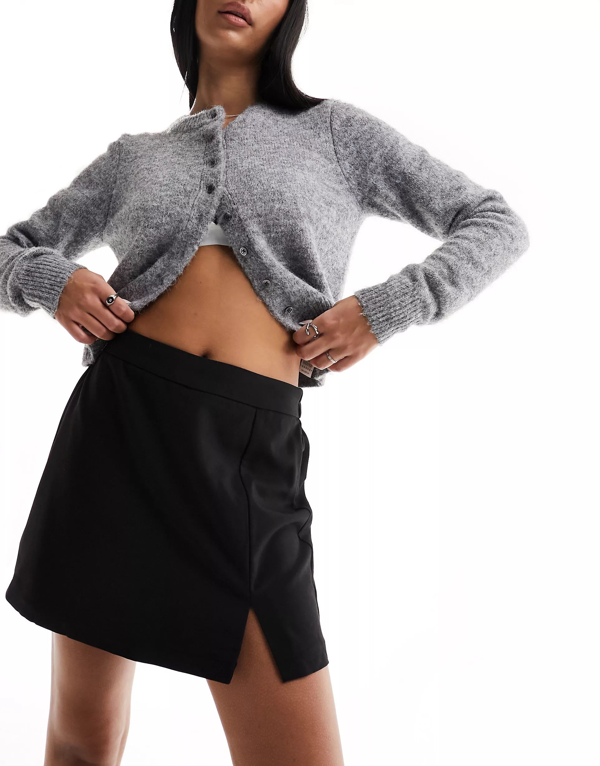 Pieces tailored high waisted skort in black | ASOS (Global)