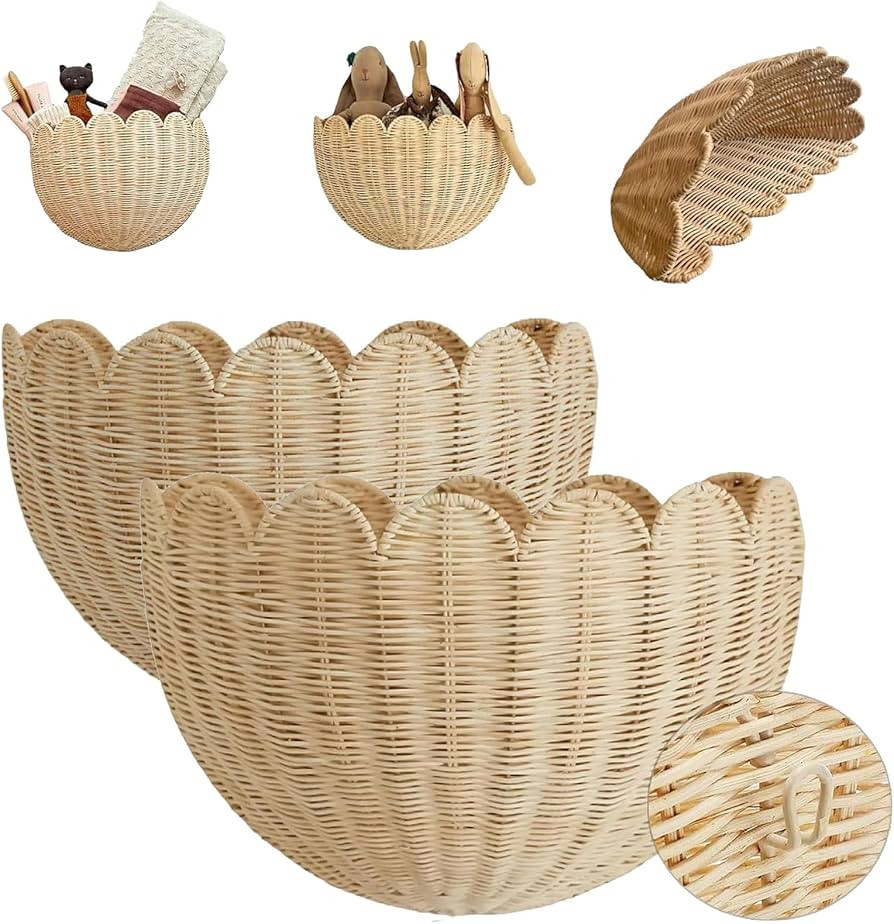 XIBHDN Scalloped Wall Basket, Scalloped Basket, Scalloped Hanging Wicker Baskets for Wall, Home D... | Amazon (CA)