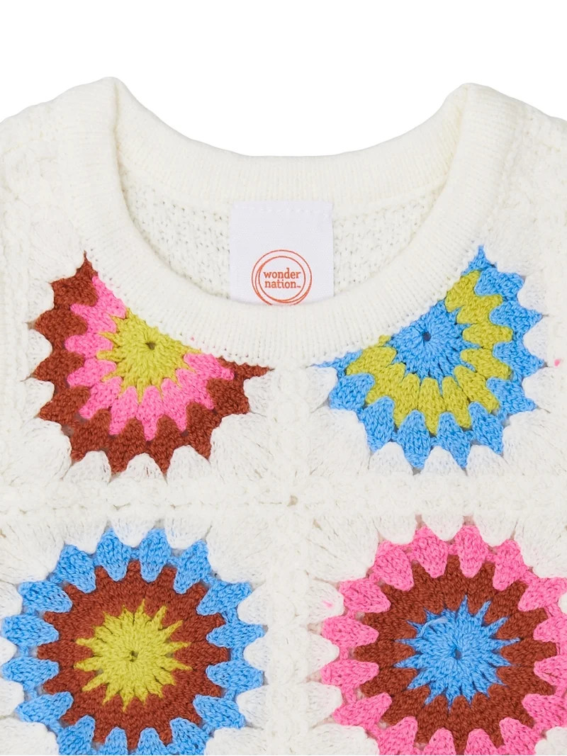 Wonder Nation Toddler Girl Crochet Tank and Short Set, Sizes 12M-5T | Walmart (US)