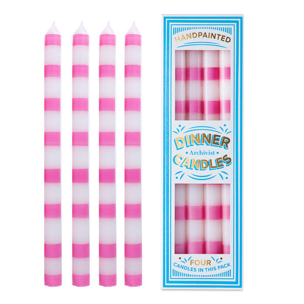 Archivist Candles Pink Stripe Hand Painted - Trouva | Trouva (Global)