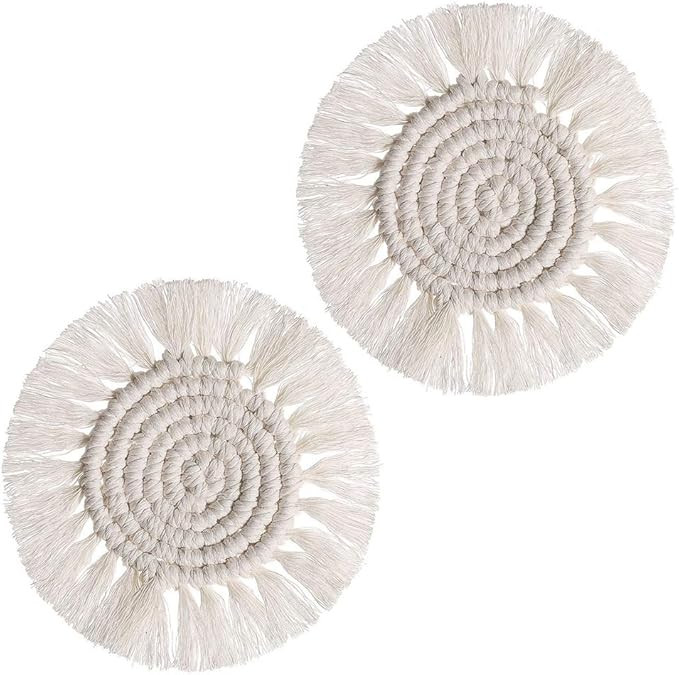 Coasters for Drinks Macrame Coasters for Wooden Table Coasters for Drinks Absorbent Coasters Boho... | Amazon (US)