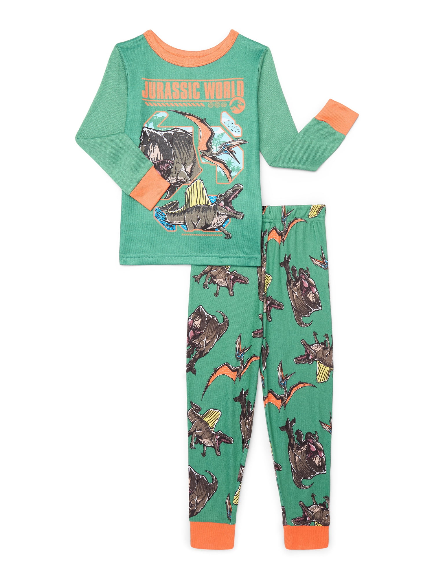 Jurassic World Boys Long Sleeve Tee and Pants Pajama Set, 2-Piece, Sizes 4-10 | Walmart (US)