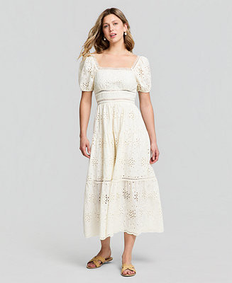 Women's Eyelet Cotton Maxi Dress | Macy's