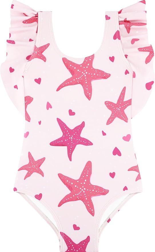 Girls One Piece Cute Swimsuit with Ruffled Straps, UPF 50+ Beach Bathing Suit for Toddler Teen Gi... | Amazon (US)