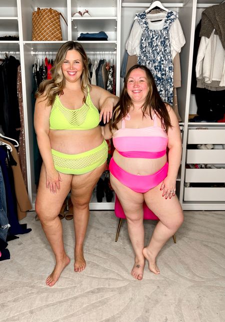 Amazon Plus Size Swimsuits! Ash and Jess stepped out of their comfort zones with these options, but ended up loving the fit and style! Ash would probably wear Jess’ suit here she loves the style. They are both wearing an XXL and say both run true to size! 