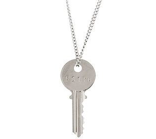 The Giving Keys Silvertone 'FAITH' Pendant with 30"" Curb Chain | QVC