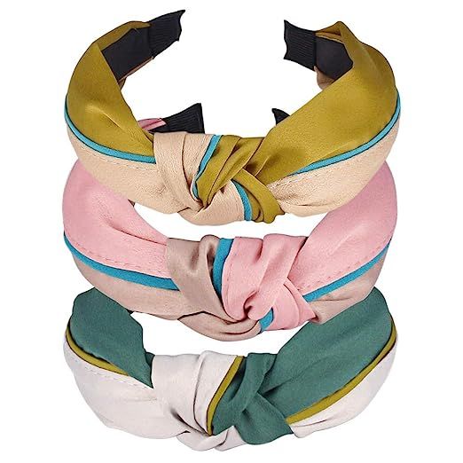 3 Pcs Hogoo Fashion Hair Hoop Cross Knotted Headband Bow Hair Accessories for Women (Two-Colors) | Amazon (US)