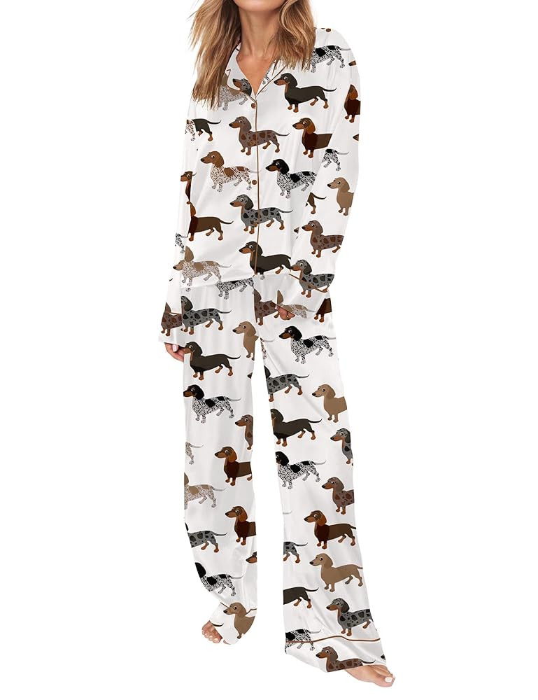 SHESHOW Satin Pajamas for Women Set Long Sleeve Button Down Sleepwear 2 Piece Nightwear Women Pjs... | Amazon (US)