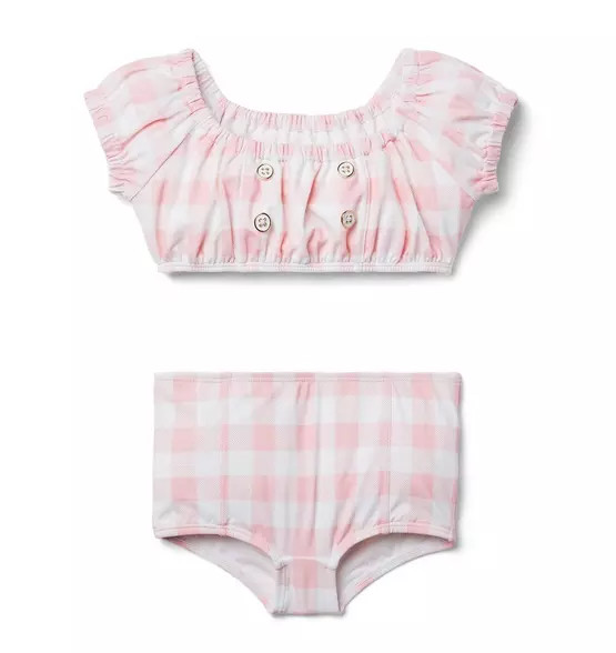 Gingham Puff Sleeve 2-Piece Swimsuit | Janie and Jack