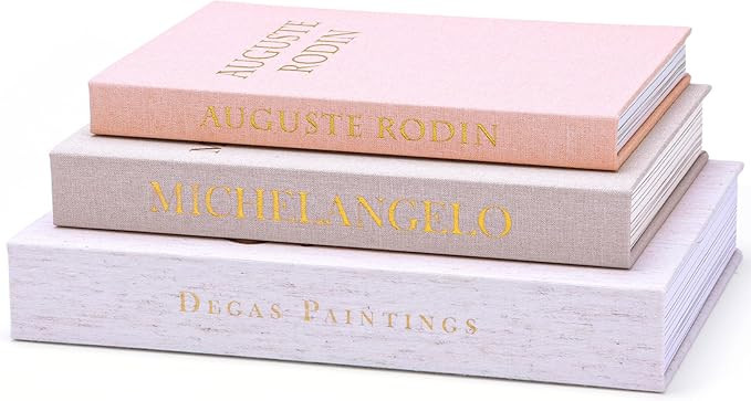 Set of 3 Linen Decorative Books with Gold Foil Cover Faux Book Storage Box for Coffee Table, Bath... | Amazon (US)