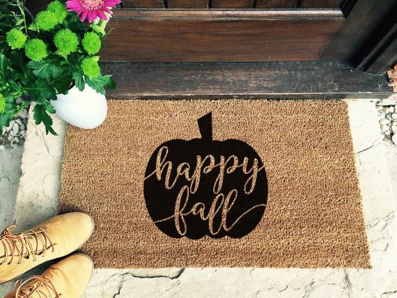 Fall Door Mat | Fall Doormat | Pumpkin Door Mat | Personalised Doormat | Closing Gift | Pumpkin Door | Etsy (CAD)
