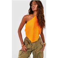 Womens Halter Crochet Crop Top - Orange - S | boohoo (US & Canada)