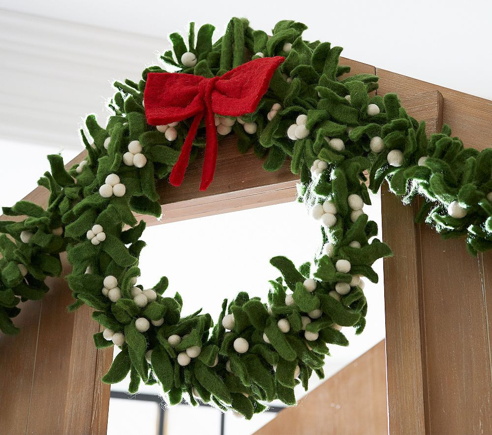 Felted Wool Mistletoe Wreath & Garland | Pottery Barn Kids