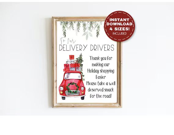 Delivery Driver Snack Sign, Thank You Delivery Drivers, Take A Snack Sign, Amazon - UPS - FedEx -... | Etsy (US)