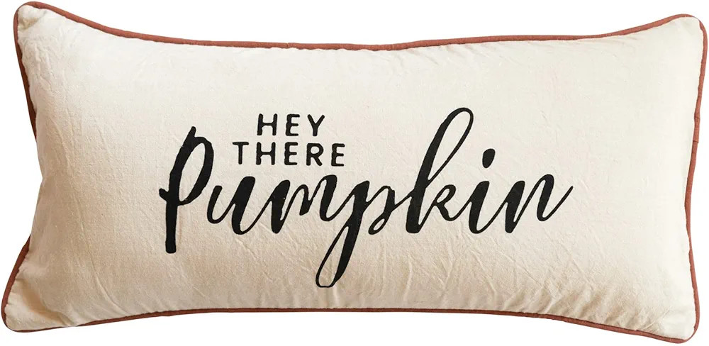 Creative Co-Op Almohada de algodón con bordado "Hey There Pumpkin" | Amazon (US)