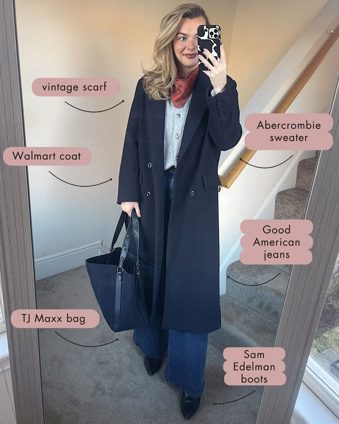 Office outfit idea - grey sweater, Good American jeans, TJ Maxx bag, Sam Edelman boots 

#LTKdayinmylife #LTKgrwm #LTKWorkwear