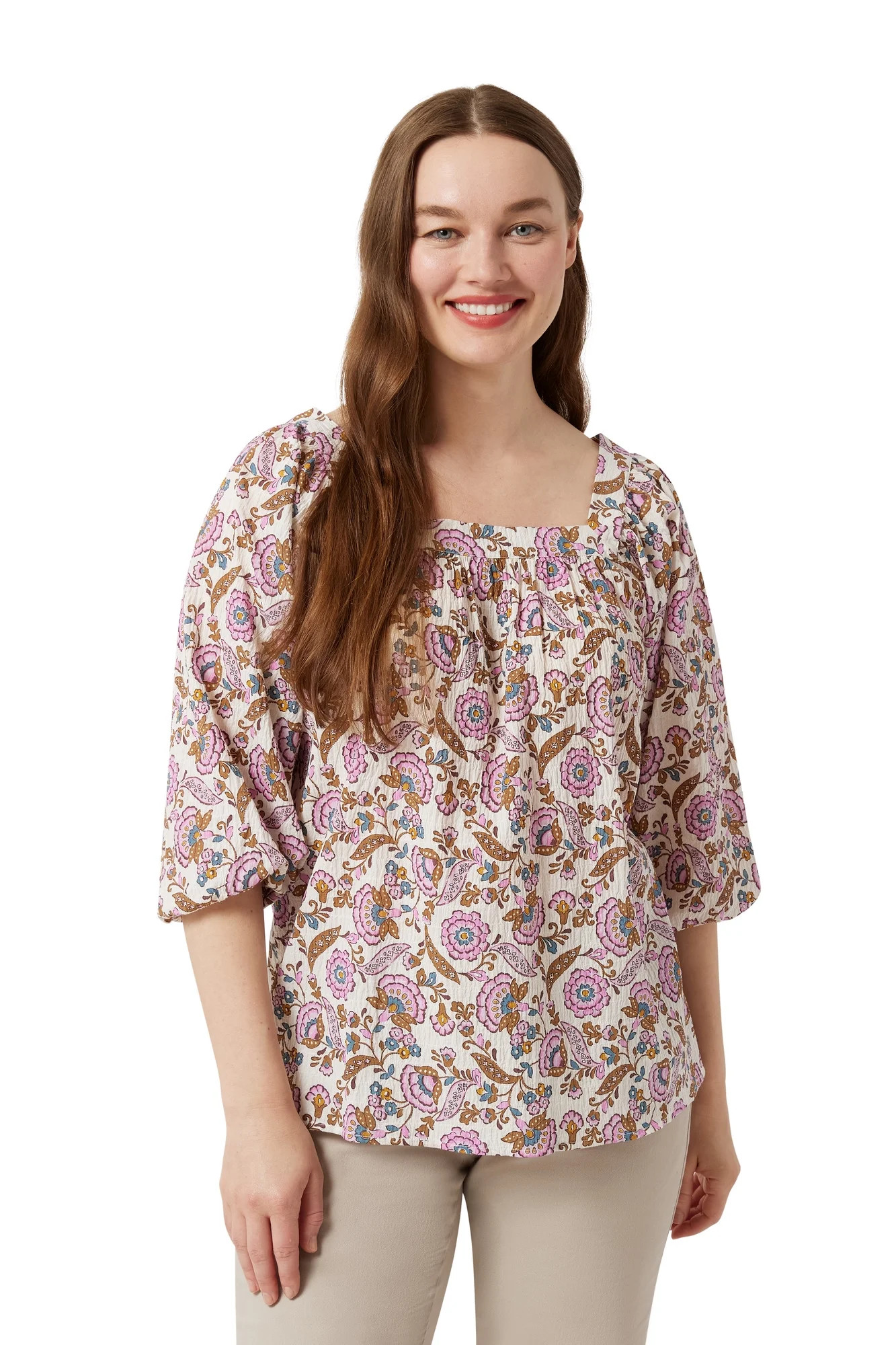Chaps Women's Squareneck Peasant Top | Walmart (US)