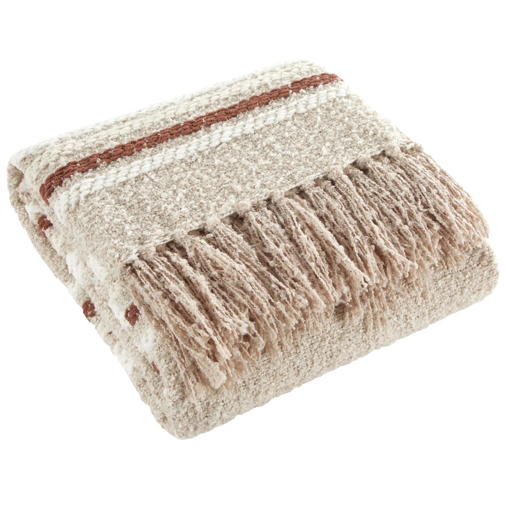 Beautiful 60" x 50" Cozy Striped Porcini Chenille Throw by Drew Barrymore - Walmart.com | Walmart (US)