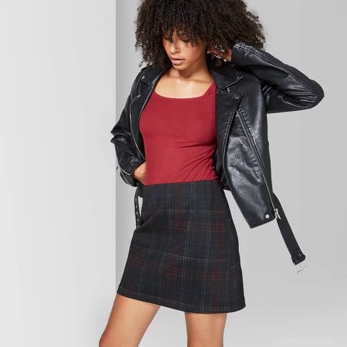 Women's Plaid Seamed Mini Skirt - Wild Fable™ Black | Target