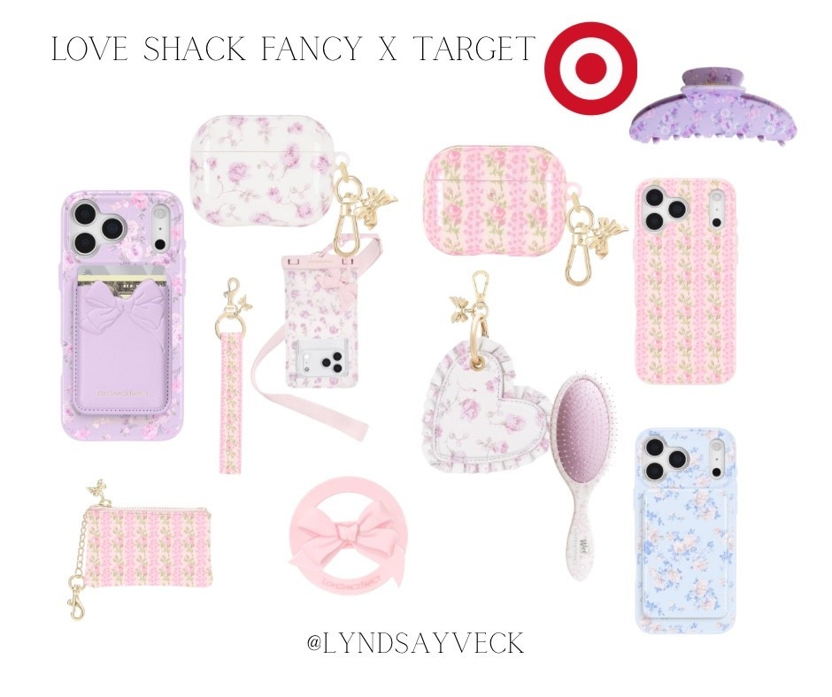 Love Shack Fancy Target Collaboration is here! The most prettiest phone cases, AirPod cases, hair brushes, hair clips and etc 
So perfect for the girly girl!