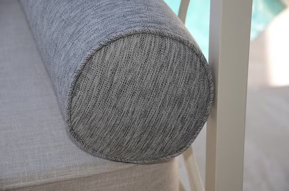 Round Bolster Pillow Cover. 8" Round X 30" long. Platinum-Light-Grey. | Etsy (US)