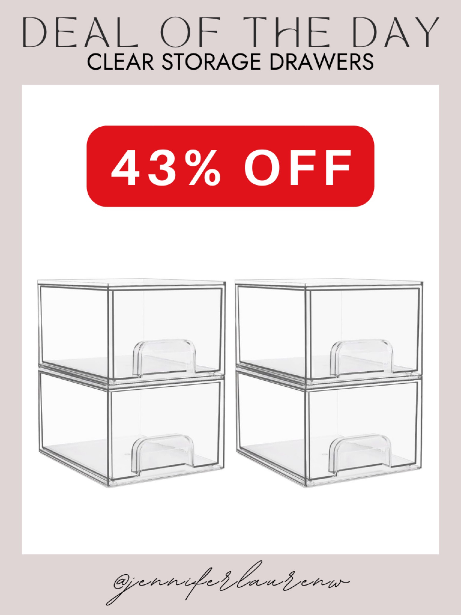 Organize in style! These clear stackable storage drawers are perfect for your vanity, bathroom, or kitchen.  Keep everything neat and within reach—grab them now while they're 43% off on Amazon! #HomeOrganizationGoals #AmazonDeals #DeclutterYourLife #VanityOrganization #BathroomStorage #KitchenEssentials #AcrylicDrawers #StorageSolutions #AmazonFinds



#LTKSaleAlert #LTKHome #LTKFindsUnder50