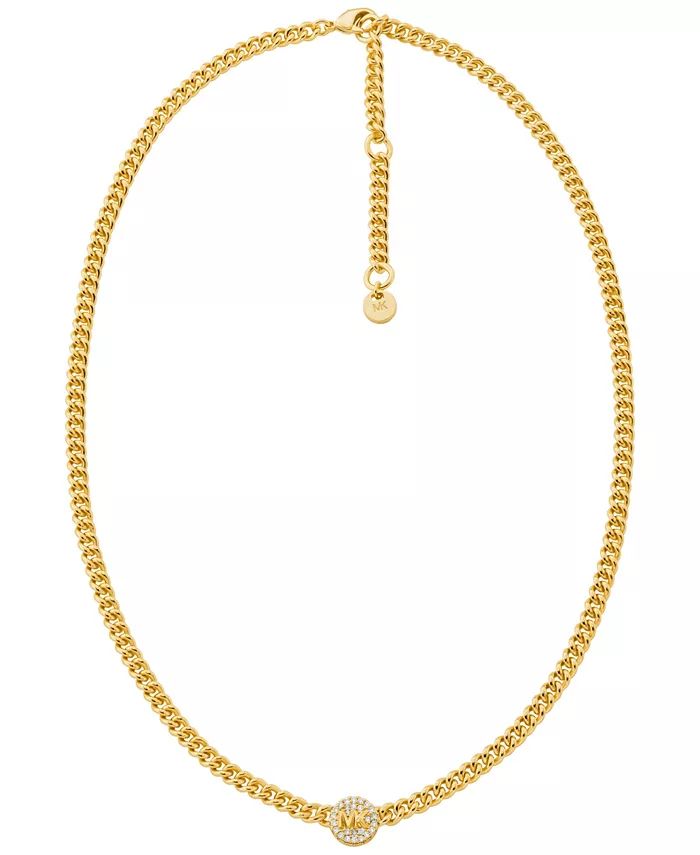 Silver-Tone or Gold-Tone Brass Pave Charm Chain Necklace | Macy's Canada