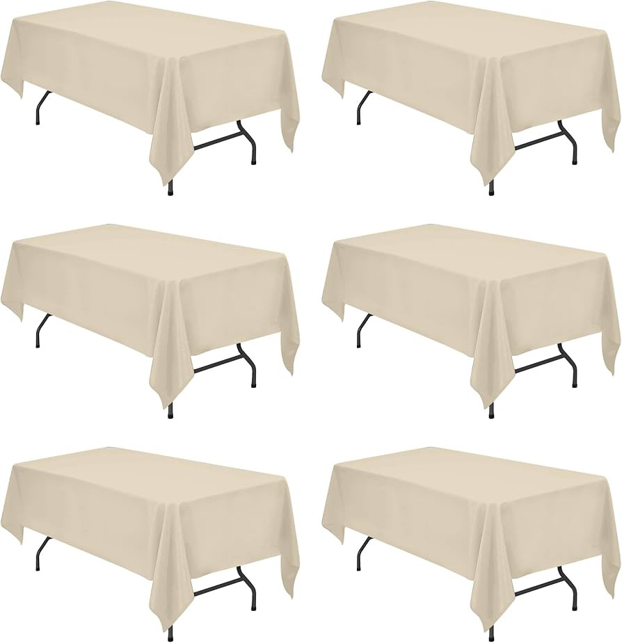 BRILLMAX 6 Pack Beige Tablecloths for 6 Foot Rectangle Tables 60 x 102 Inch - 6ft Rectangular Bul... | Amazon (US)
