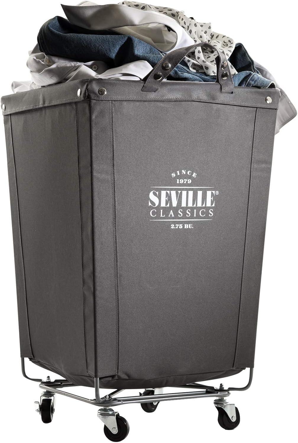 Seville Classics Large Commercial Heavy Duty Rolling Steel Frame Laundry Hamper Canvas Cart Bin w... | Amazon (US)