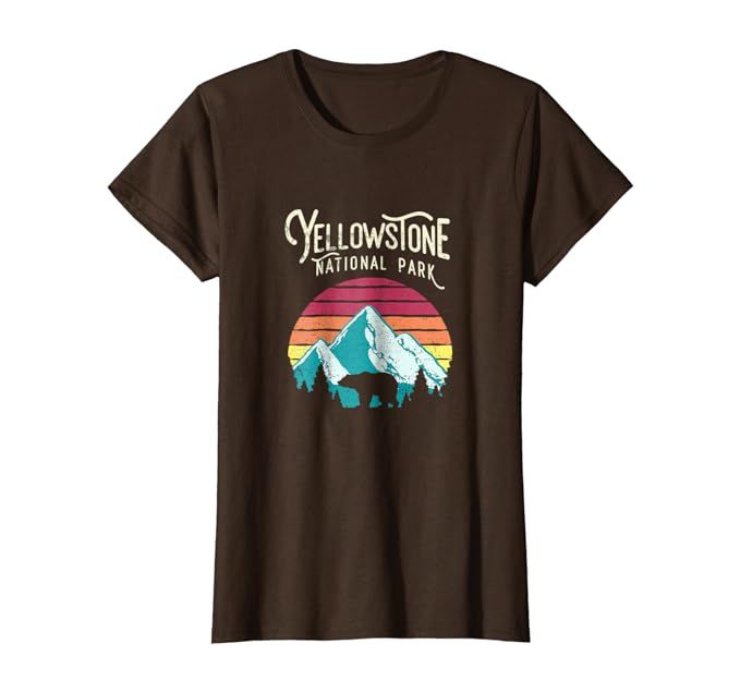 Vintage Yellowstone National Park WY Mountain Bear T Shirt | Amazon (US)