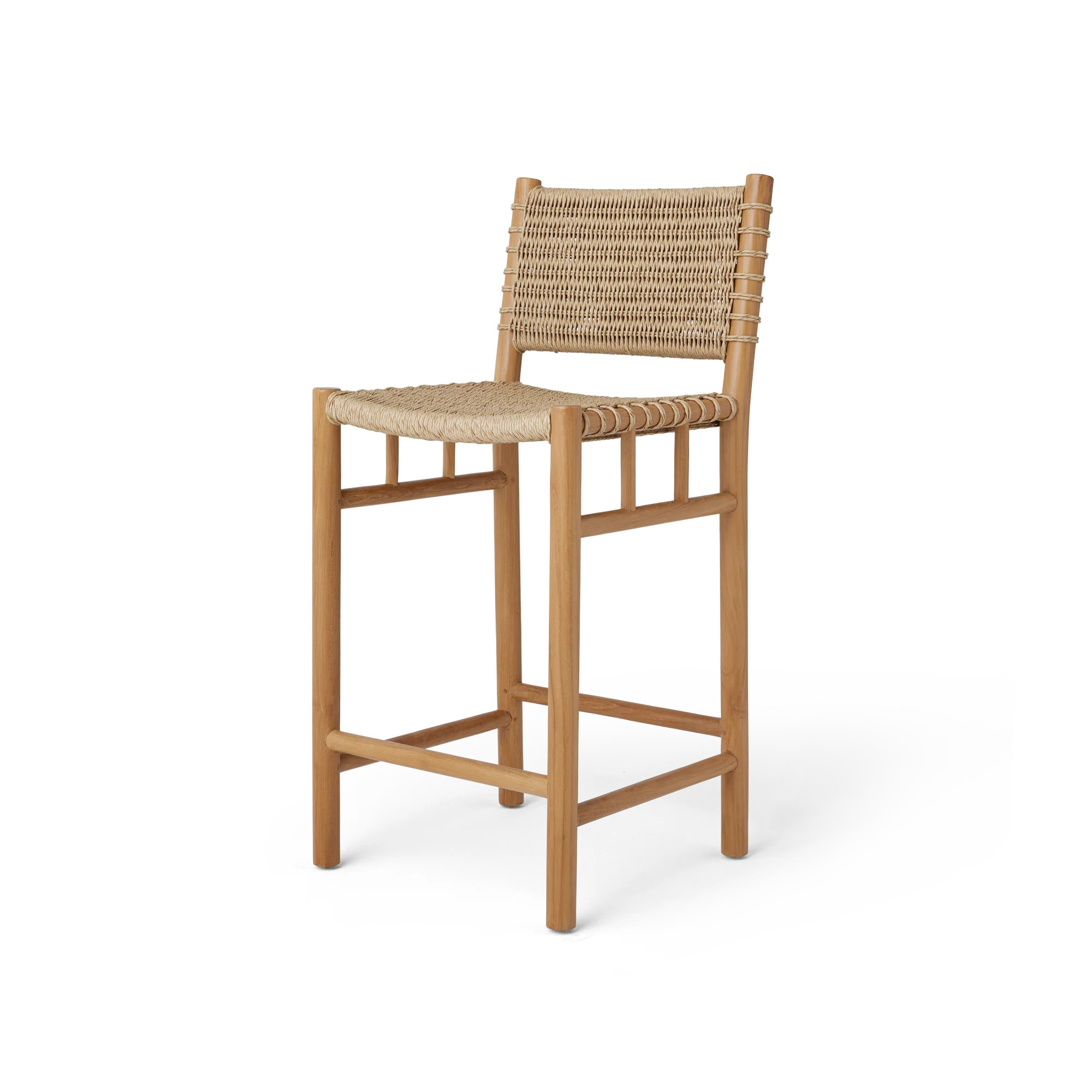 Ema Stool - Performance counter stool with teak frame and synthetic rattan seat | Hati Home