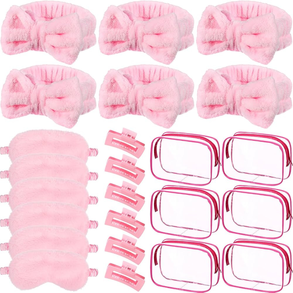 Hoteam 24 Pcs Galentine Spa Party Favors Supplies 6 Spa Headband 6 Plush Sleep Eye Mask 6 Hair Cl... | Amazon (US)
