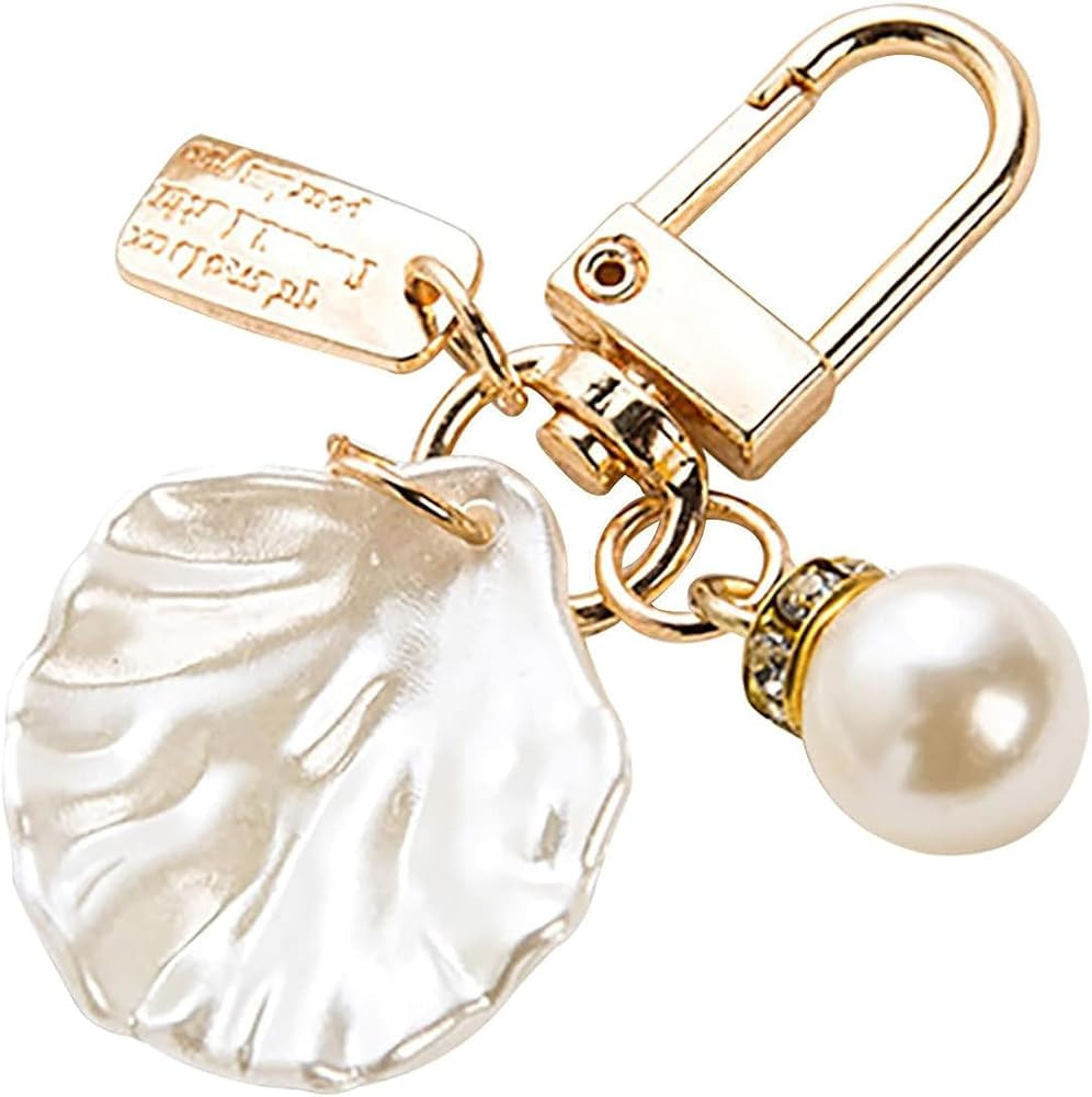Gold Pendant Handbag Rhinestones Keychain Keyring Shell Purse Charm Crystal Pearl Keychains Car R... | Amazon (US)