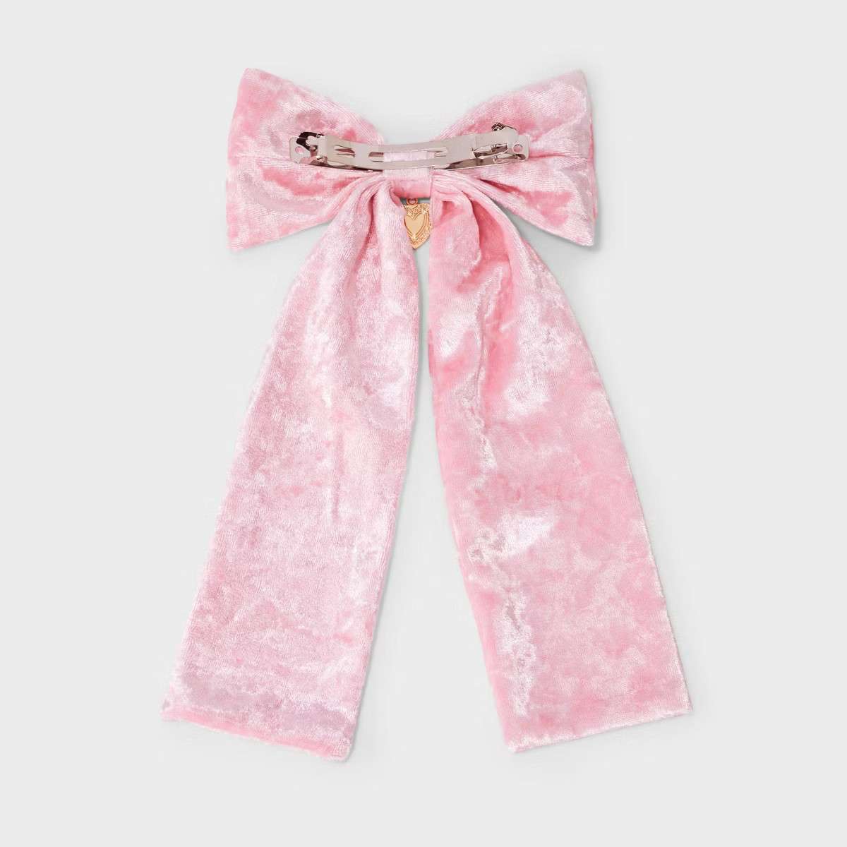 Girls' Heart Charm Velvet Bow - art class™ Pink | Target