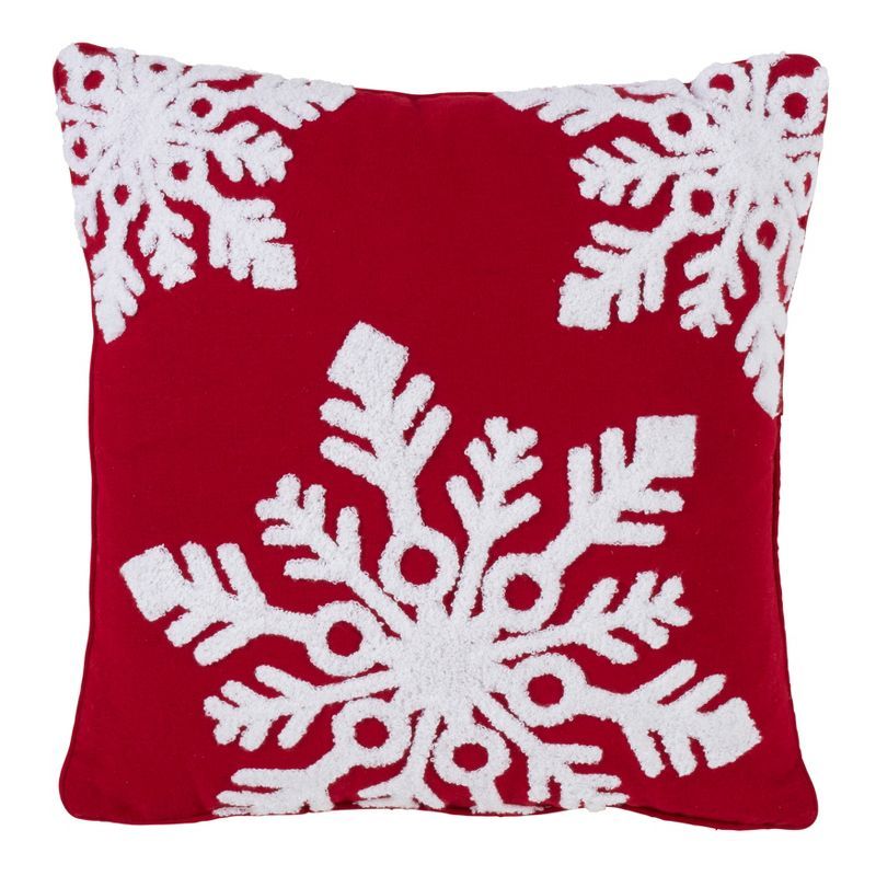 16"x16" Snowflake Square Throw Pillow Red - Saro Lifestyle | Target
