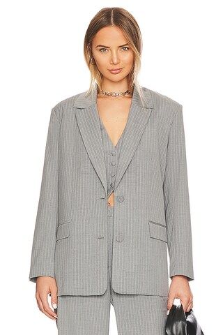 Bardot Pin Stripe Blazer in Grey Strpe from Revolve.com | Revolve Clothing (Global)