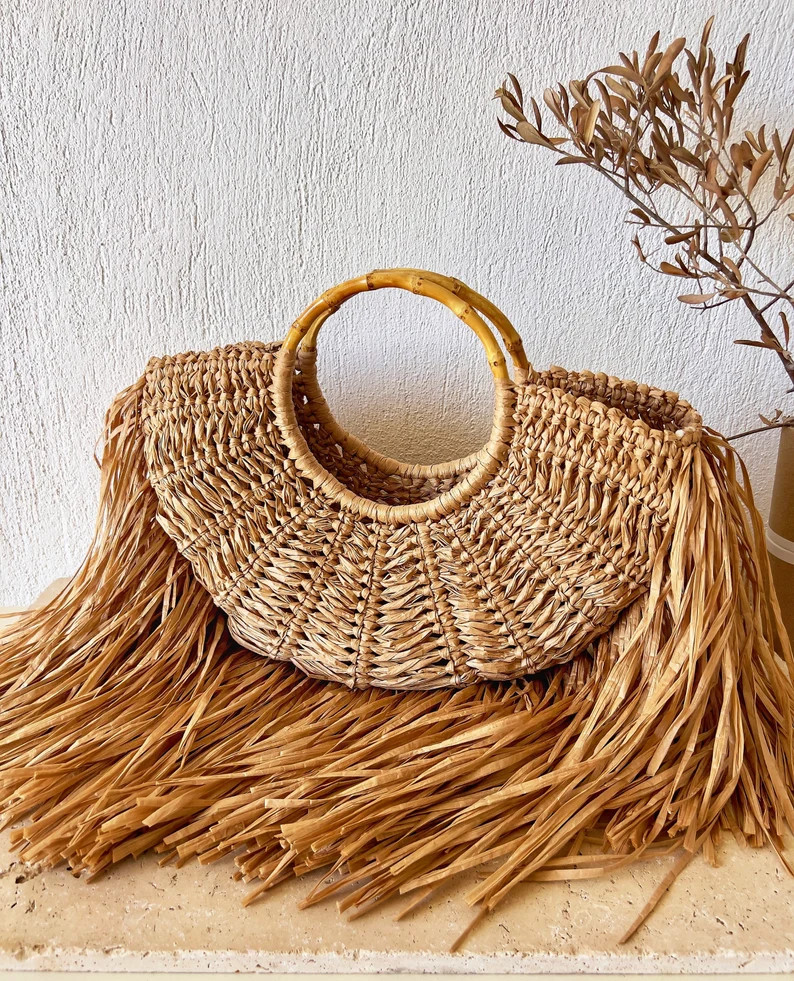 Macrame Bag, Raffia Bag, Woven Beach Bag, Hand Made Bags, Boho Bag, Knitting Bag, Weekender Bag, ... | Etsy (US)