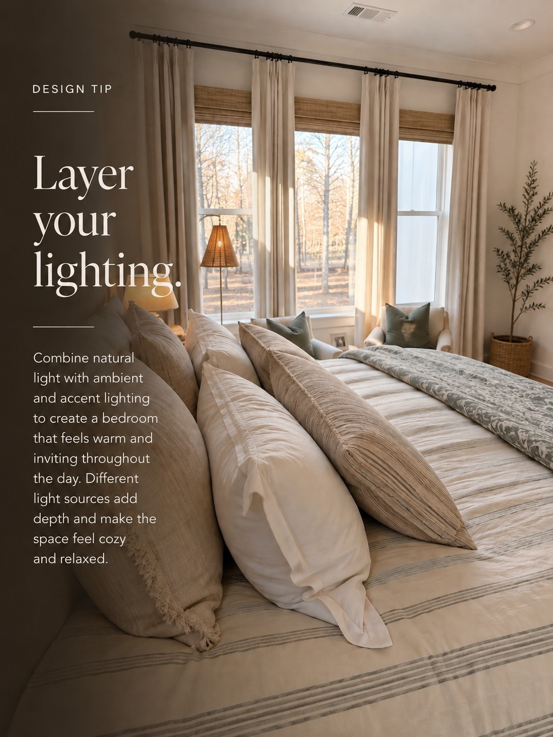 Layered lighting brings so much warmth and dimension to a bedroom ✨ Combining natural light with soft ambient and accent lighting creates a cozy, relaxed atmosphere that feels inviting from morning to night.

#BedroomDesign #BedroomLighting #CozyBedroom #InteriorStyling #PorchAndCo

#LTKHome #LTKvlog