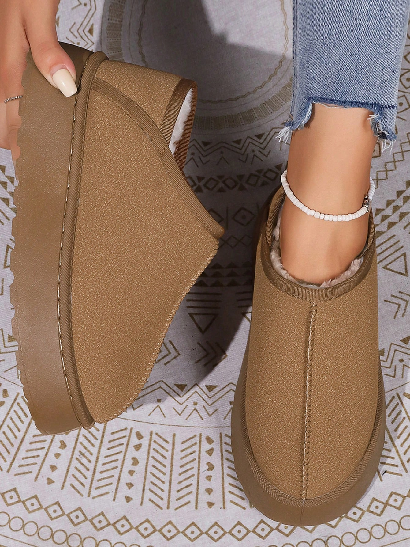 New Arrivals Simple Warm Lined Low Cut Comfortable Chunky Heel Women's Snow Boots | SHEIN