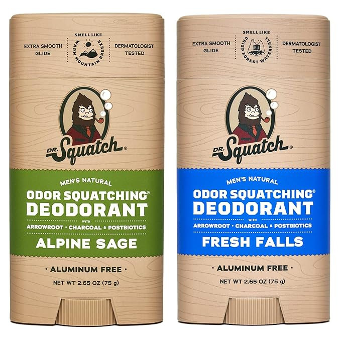 Dr. Squatch Natural Deodorant for Men - Odor-Squatching Aluminum Free - Alpine Sage & Fresh Falls... | Amazon (US)