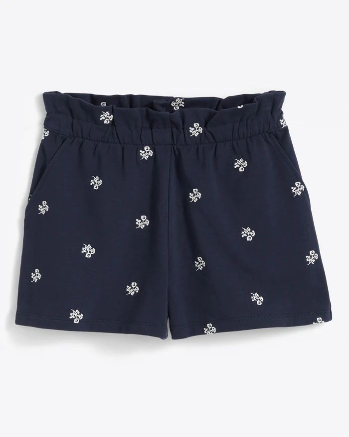 Bobbie Sweat Shorts in Navy Embroidered Viola | Draper James (US)